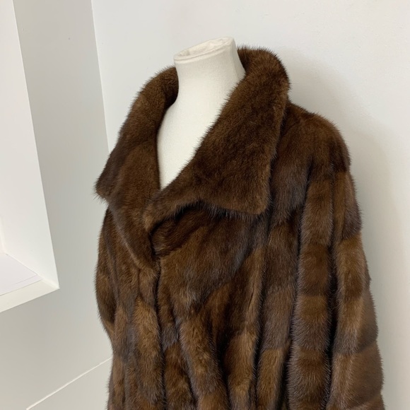 Manakas Frankfurt Germany Genuine Natural Mink brown Fur Coat Sz 44 US XL - Picture 15 of 17